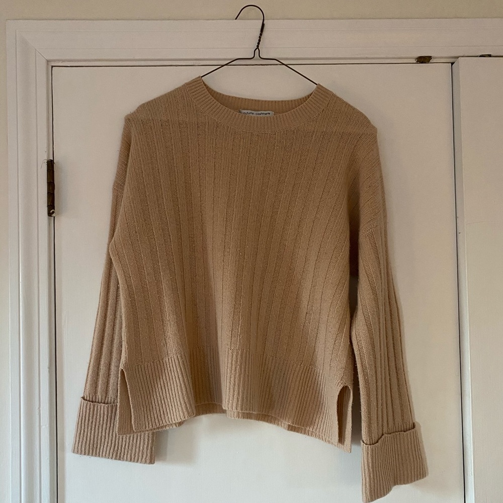 AUTUMN CASHMERE - camel ribbed sweater cashmere